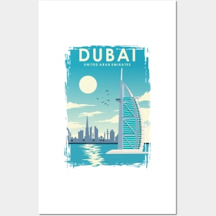 Dubai vintage travel art travel poster Posters and Art